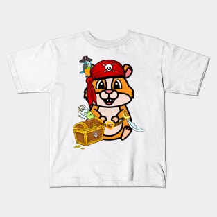 Cute orange hamster is a pirate Kids T-Shirt